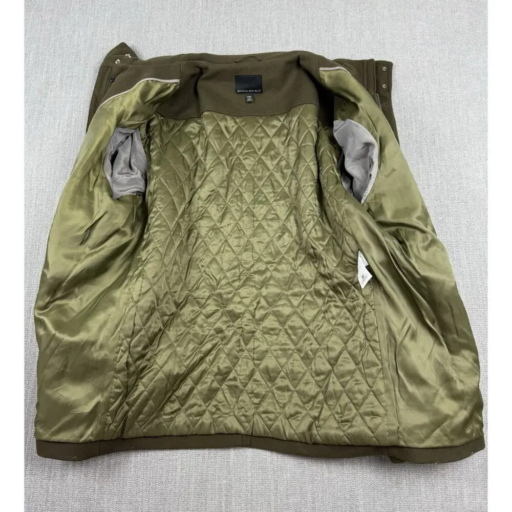 Banana Republic Mario Bellucci Wool Field Jacket Coat Olive Green Mens XXL Hood
